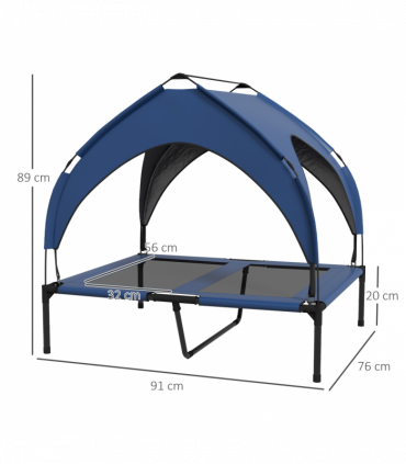 PawHut Cooling Raised Dog Bed w/ Breathable Mesh, for M, L Dogs - Dark Blue