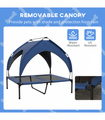 PawHut Cooling Raised Dog Bed w/ Breathable Mesh, for M, L Dogs - Dark Blue