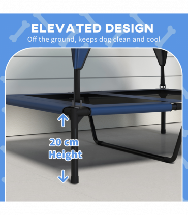 PawHut Cooling Raised Dog Bed w/ Breathable Mesh, for M, L Dogs - Dark Blue