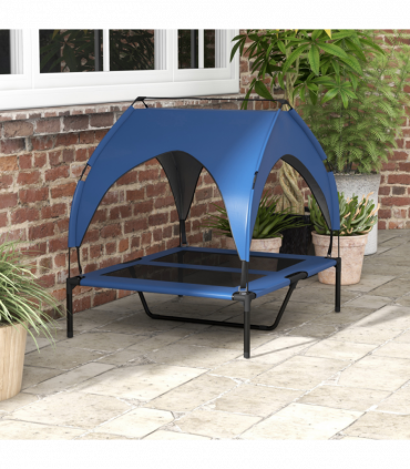 PawHut Cooling Raised Dog Bed w/ Breathable Mesh, for M, L Dogs - Dark Blue