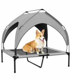 PawHut Cooling Raised Dog Bed w/ Breathable Mesh, for M, L Dogs - Light Grey