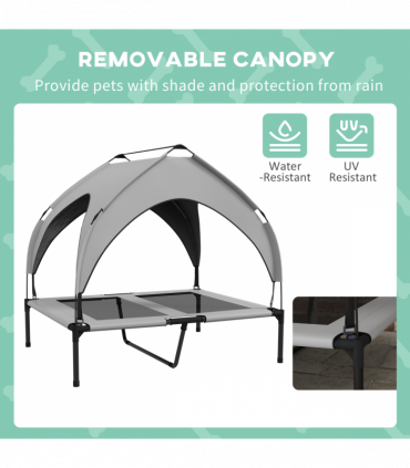 PawHut Cooling Raised Dog Bed w/ Breathable Mesh, for M, L Dogs - Light Grey