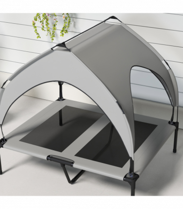 PawHut Cooling Raised Dog Bed w/ Breathable Mesh, for M, L Dogs - Light Grey