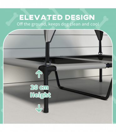 PawHut Cooling Raised Dog Bed w/ Breathable Mesh, for M, L Dogs - Light Grey