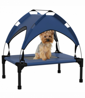 PawHut Cooling Raised Dog Bed w/ Breathable Mesh, for Mini, S Dogs - Dark Blue
