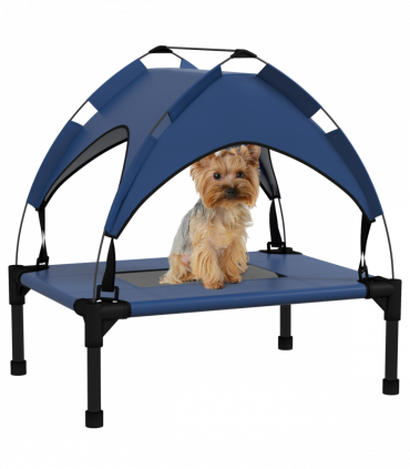 PawHut Cooling Raised Dog Bed w/ Breathable Mesh, for Mini, S Dogs - Dark Blue