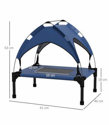 PawHut Cooling Raised Dog Bed w/ Breathable Mesh, for Mini, S Dogs - Dark Blue