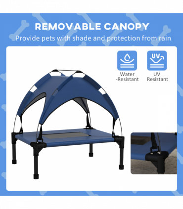 PawHut Cooling Raised Dog Bed w/ Breathable Mesh, for Mini, S Dogs - Dark Blue