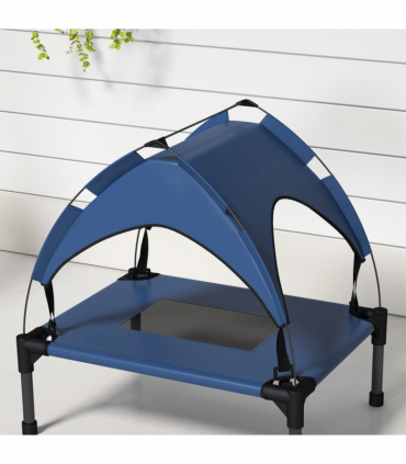 PawHut Cooling Raised Dog Bed w/ Breathable Mesh, for Mini, S Dogs - Dark Blue