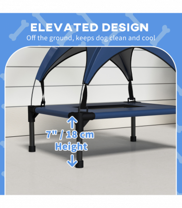 PawHut Cooling Raised Dog Bed w/ Breathable Mesh, for Mini, S Dogs - Dark Blue