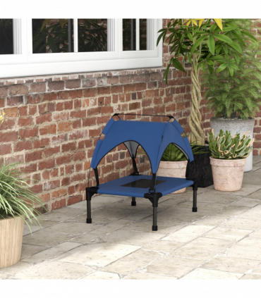 PawHut Cooling Raised Dog Bed w/ Breathable Mesh, for Mini, S Dogs - Dark Blue