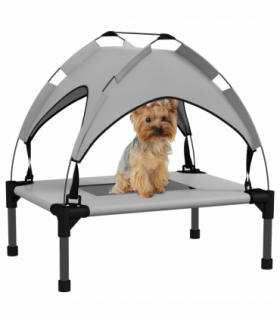 PawHut Cooling Raised Dog Bed w/ Breathable Mesh, for Mini, S Dogs - Light Grey