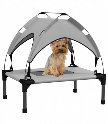 PawHut Cooling Raised Dog Bed w/ Breathable Mesh, for Mini, S Dogs - Light Grey