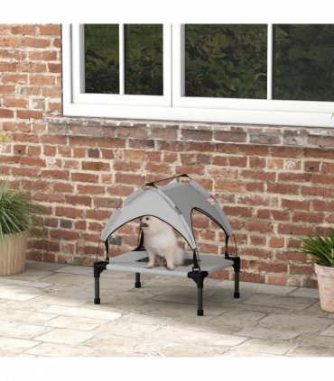 PawHut Cooling Raised Dog Bed w/ Breathable Mesh, for Mini, S Dogs - Light Grey