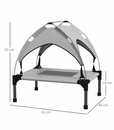 PawHut Cooling Raised Dog Bed w/ Breathable Mesh, for Mini, S Dogs - Light Grey