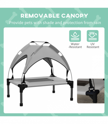 PawHut Cooling Raised Dog Bed w/ Breathable Mesh, for Mini, S Dogs - Light Grey