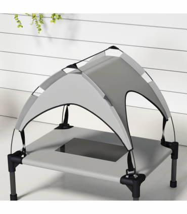 PawHut Cooling Raised Dog Bed w/ Breathable Mesh, for Mini, S Dogs - Light Grey