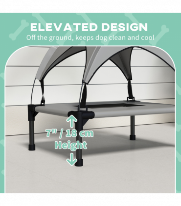 PawHut Cooling Raised Dog Bed w/ Breathable Mesh, for Mini, S Dogs - Light Grey