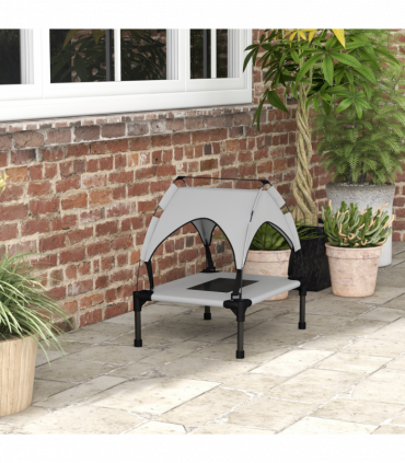 PawHut Cooling Raised Dog Bed w/ Breathable Mesh, for Mini, S Dogs - Light Grey