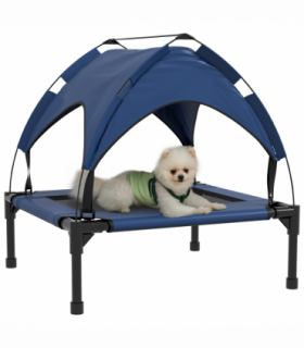 PawHut Cooling Raised Dog Bed w/ Breathable Mesh, for S, M Dogs - Dark Blue