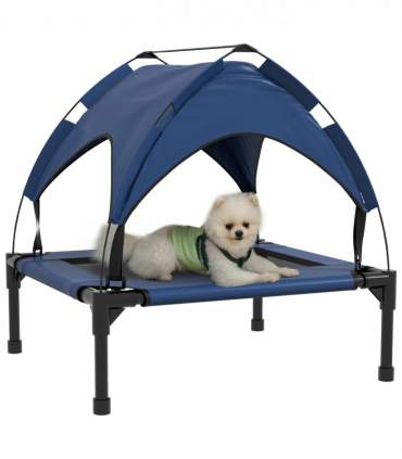 PawHut Cooling Raised Dog Bed w/ Breathable Mesh, for S, M Dogs - Dark Blue