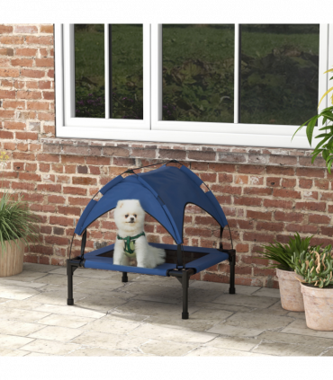 PawHut Cooling Raised Dog Bed w/ Breathable Mesh, for S, M Dogs - Dark Blue