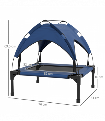 PawHut Cooling Raised Dog Bed w/ Breathable Mesh, for S, M Dogs - Dark Blue