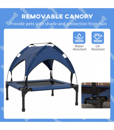 PawHut Cooling Raised Dog Bed w/ Breathable Mesh, for S, M Dogs - Dark Blue