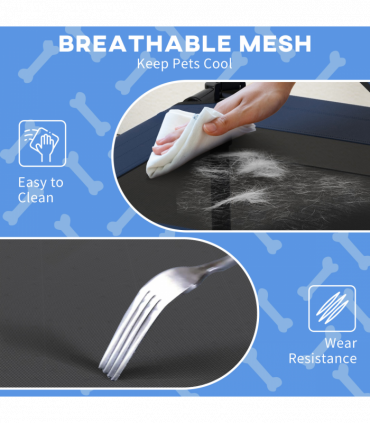 PawHut Cooling Raised Dog Bed w/ Breathable Mesh, for S, M Dogs - Dark Blue