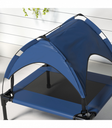 PawHut Cooling Raised Dog Bed w/ Breathable Mesh, for S, M Dogs - Dark Blue