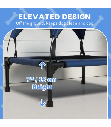 PawHut Cooling Raised Dog Bed w/ Breathable Mesh, for S, M Dogs - Dark Blue