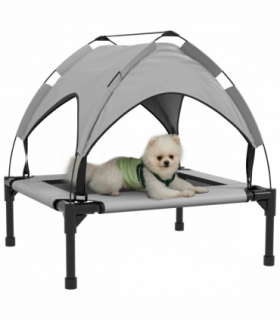 PawHut Cooling Raised Dog Bed w/ Breathable Mesh, for S, M Dogs - Light Grey