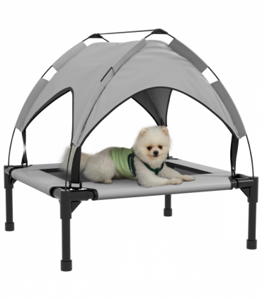 PawHut Cooling Raised Dog Bed w/ Breathable Mesh, for S, M Dogs - Light Grey