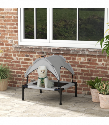 PawHut Cooling Raised Dog Bed w/ Breathable Mesh, for S, M Dogs - Light Grey
