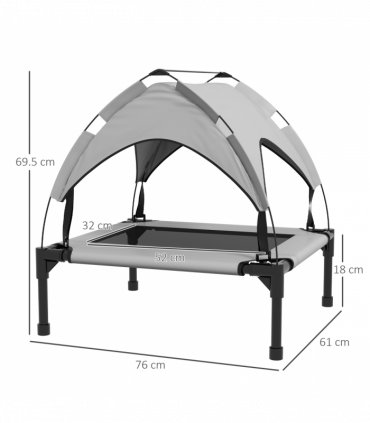 PawHut Cooling Raised Dog Bed w/ Breathable Mesh, for S, M Dogs - Light Grey