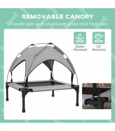 PawHut Cooling Raised Dog Bed w/ Breathable Mesh, for S, M Dogs - Light Grey