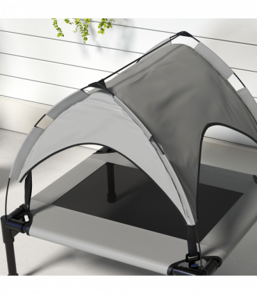 PawHut Cooling Raised Dog Bed w/ Breathable Mesh, for S, M Dogs - Light Grey