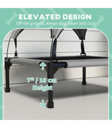 PawHut Cooling Raised Dog Bed w/ Breathable Mesh, for S, M Dogs - Light Grey