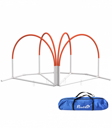 PawHut Dog Agility Equipment Set with 4 PCS Weave Pole, Orange