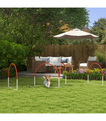 PawHut Dog Agility Equipment Set with 4 PCS Weave Pole, Orange