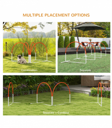 PawHut Dog Agility Equipment Set with 4 PCS Weave Pole, Orange