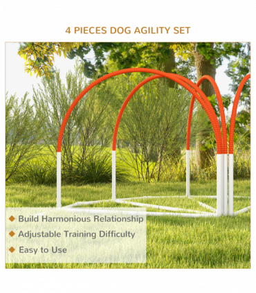 PawHut Dog Agility Equipment Set with 4 PCS Weave Pole, Orange