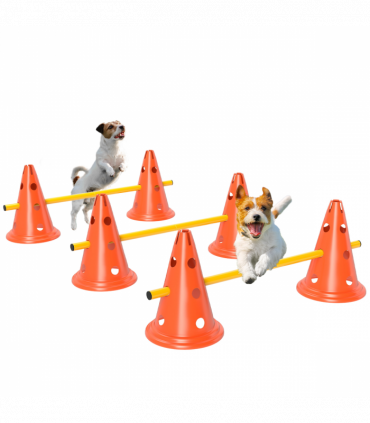 PawHut Dog Agility Equipment Set, 3 PCS Adjustable Height Jumping Obstacles