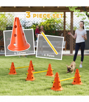 PawHut Dog Agility Equipment Set, 3 PCS Adjustable Height Jumping Obstacles