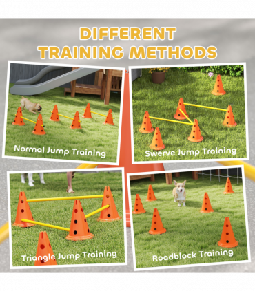 PawHut Dog Agility Equipment Set, 3 PCS Adjustable Height Jumping Obstacles