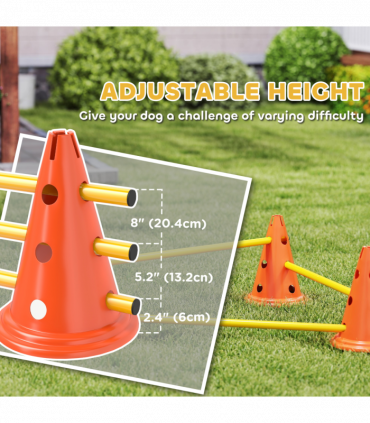 PawHut Dog Agility Equipment Set, 3 PCS Adjustable Height Jumping Obstacles