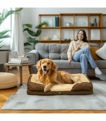 PawHut Dog Bed Calming Pet Bed Dog Mattress for Large Dogs - Brown