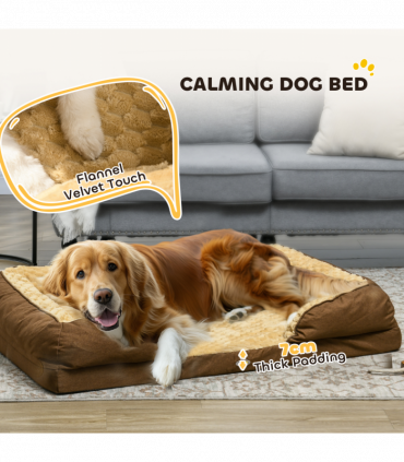 PawHut Dog Bed Calming Pet Bed Dog Mattress for Large Dogs - Brown