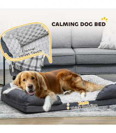 PawHut Dog Bed Calming Pet Bed Dog Mattress for Large Dogs - Charcoal Grey