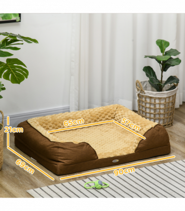 PawHut Dog Bed Calming Pet Bed Dog Mattress for Medium Dogs - Brown